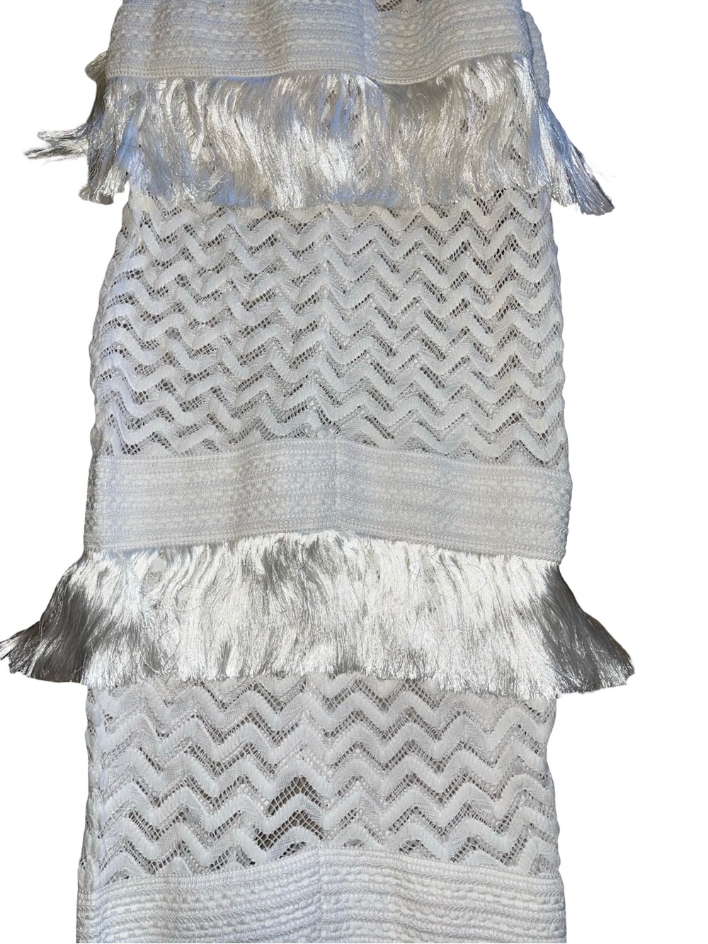 Fashion Nova Coastal Dream White Fringe Crochet Maxi Dress size M - Picture 5 of 8
